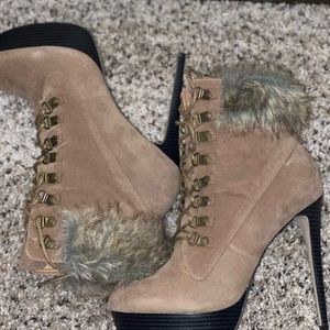 Tan suede booties